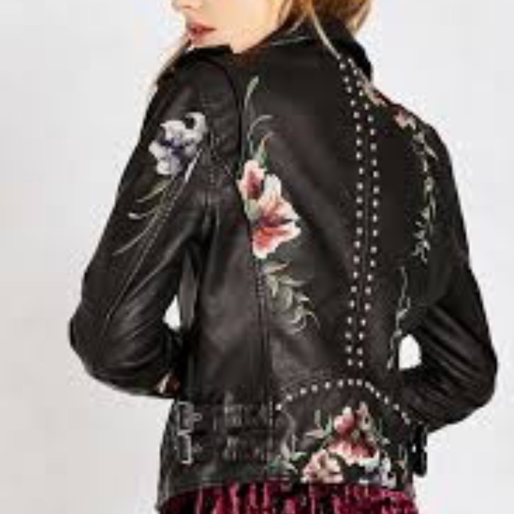 Blank NYC (UO) Black Floral Leather Jacket